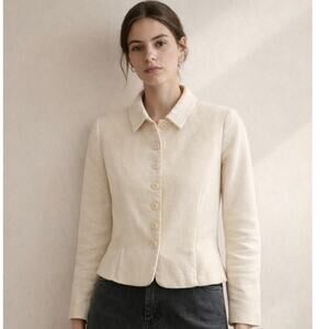 Liz Claiborne Collection Cream Wool Jacket Petite 4 Minimalist Tailored Blazer